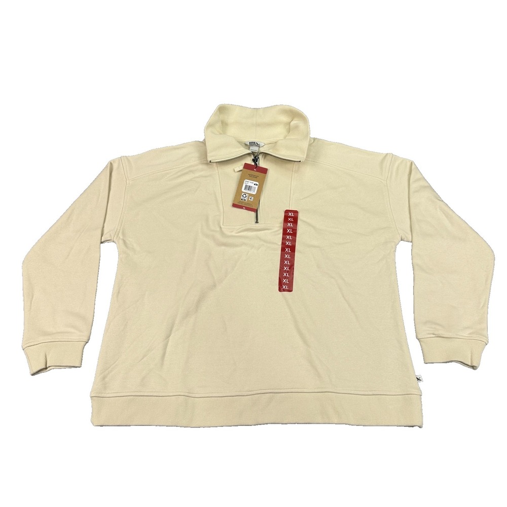Eddie‎ Bauer Women's Collared Quarter Zip Casual Pullover Sz XL Cream NWT